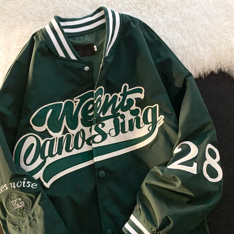 

Jacket Men's 2021spring And Autumn New American Alphabet Embroidery Retro Street Hip-Hop Loose Unisex Baseball Uniform Jacket