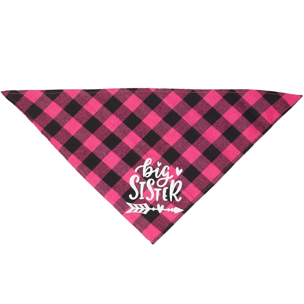 Большая сестра брат Собака Бандана Buffalo Плед треугольник шарф объявление