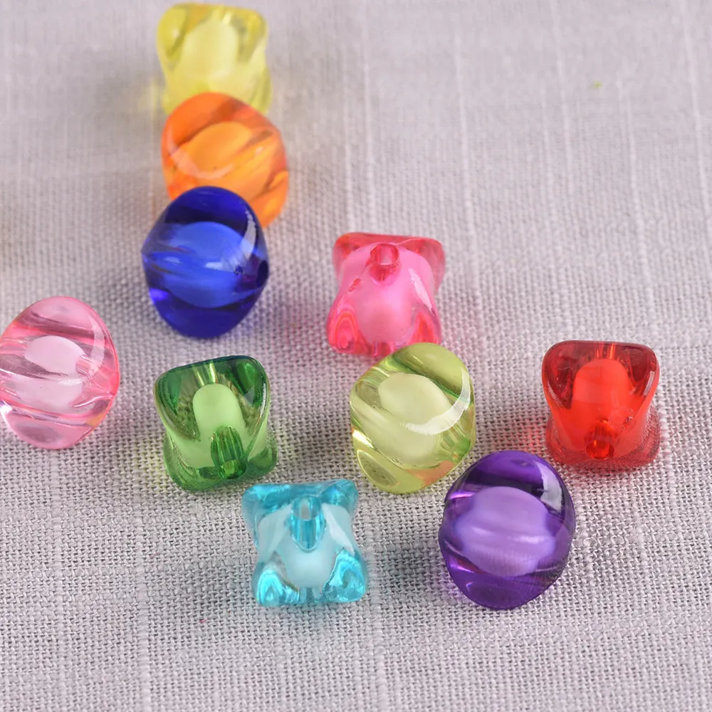 

8mm 10mm 12mm Round Tetragon Colorful Acrylic Plastic Loose Beads Wholesale Lot Crafts Findings for DIY Jewelry Making 50pcs