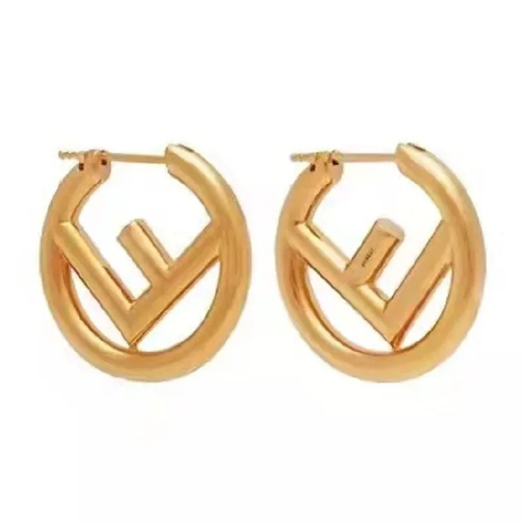 

Fashion Earrings Big Letter F Shape Round Hoop Earrings for Women Gold Hoop Earrings 2020 Earrings Women