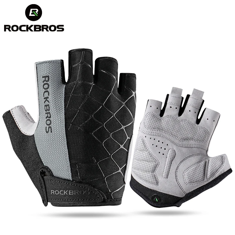 ROCKBROS Cycling Bike Half Short Finger Gloves Shockproof Breathable MTB Road Bicycle Men Women Sports Equipment | Спорт и