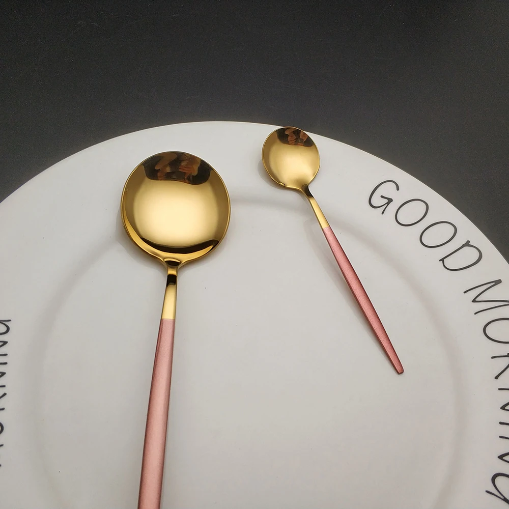 Горячая Распродажа столовые приборы из нержавеющей стали розовые кухонные