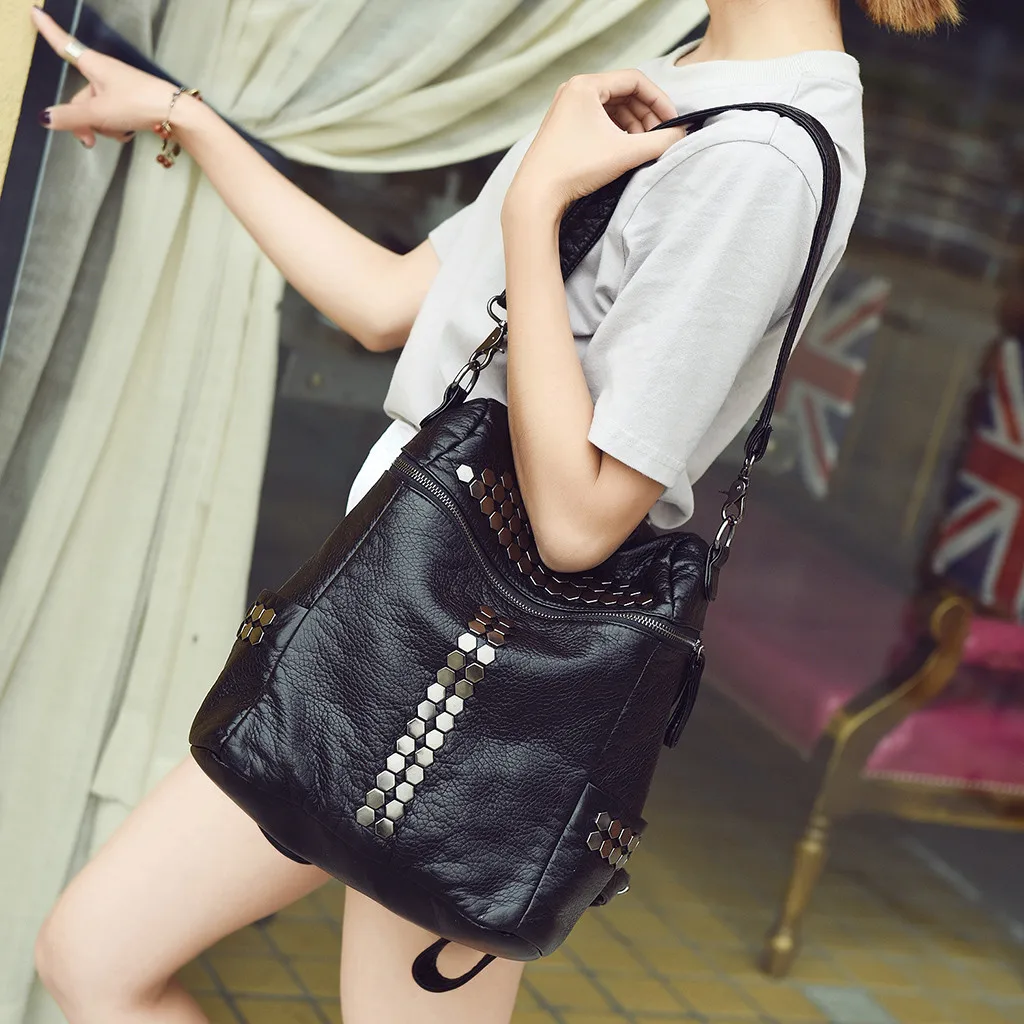 Женский кожаный мини рюкзак вместительная школьная сумка ведро дорожный кожаная