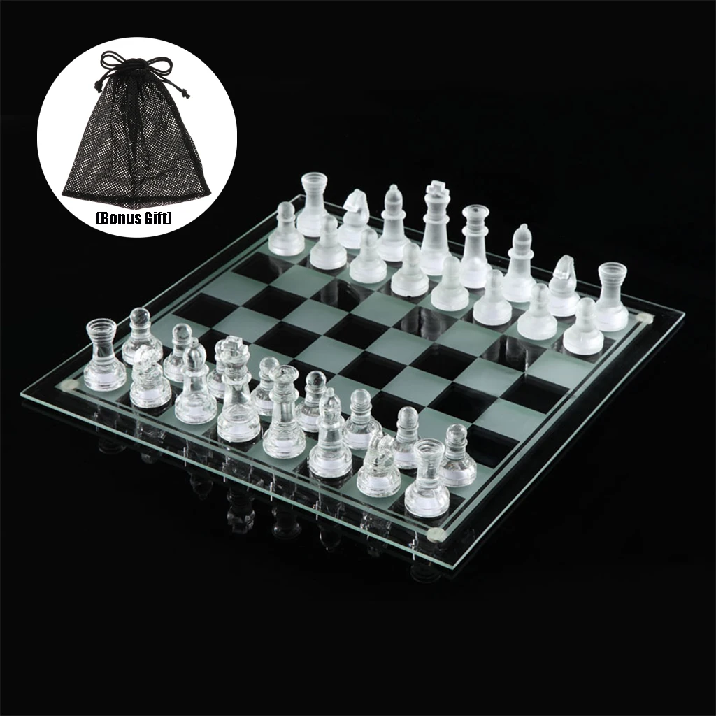 

Travel Glass Board Glass Chess Set Frosted Chess Pieces Hand Crafted Toys