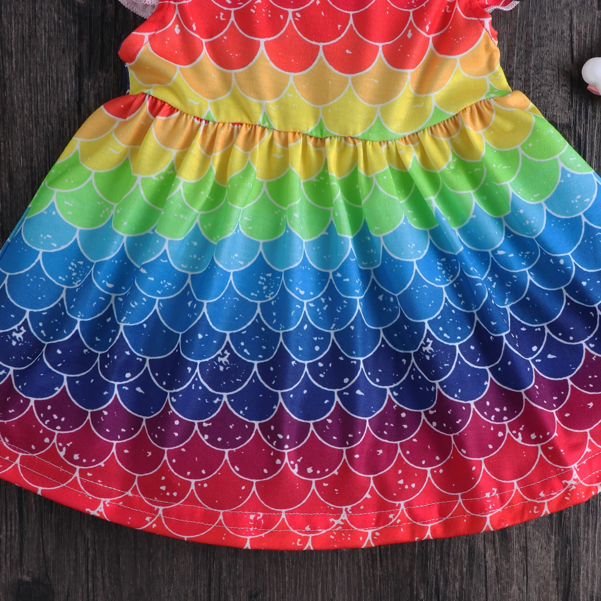 Toddler Infant Baby Girl Dress Summer Round Neck Mermaid Short Sleeve Colorful Dresses Clothing 6M-3T | Детская одежда и обувь