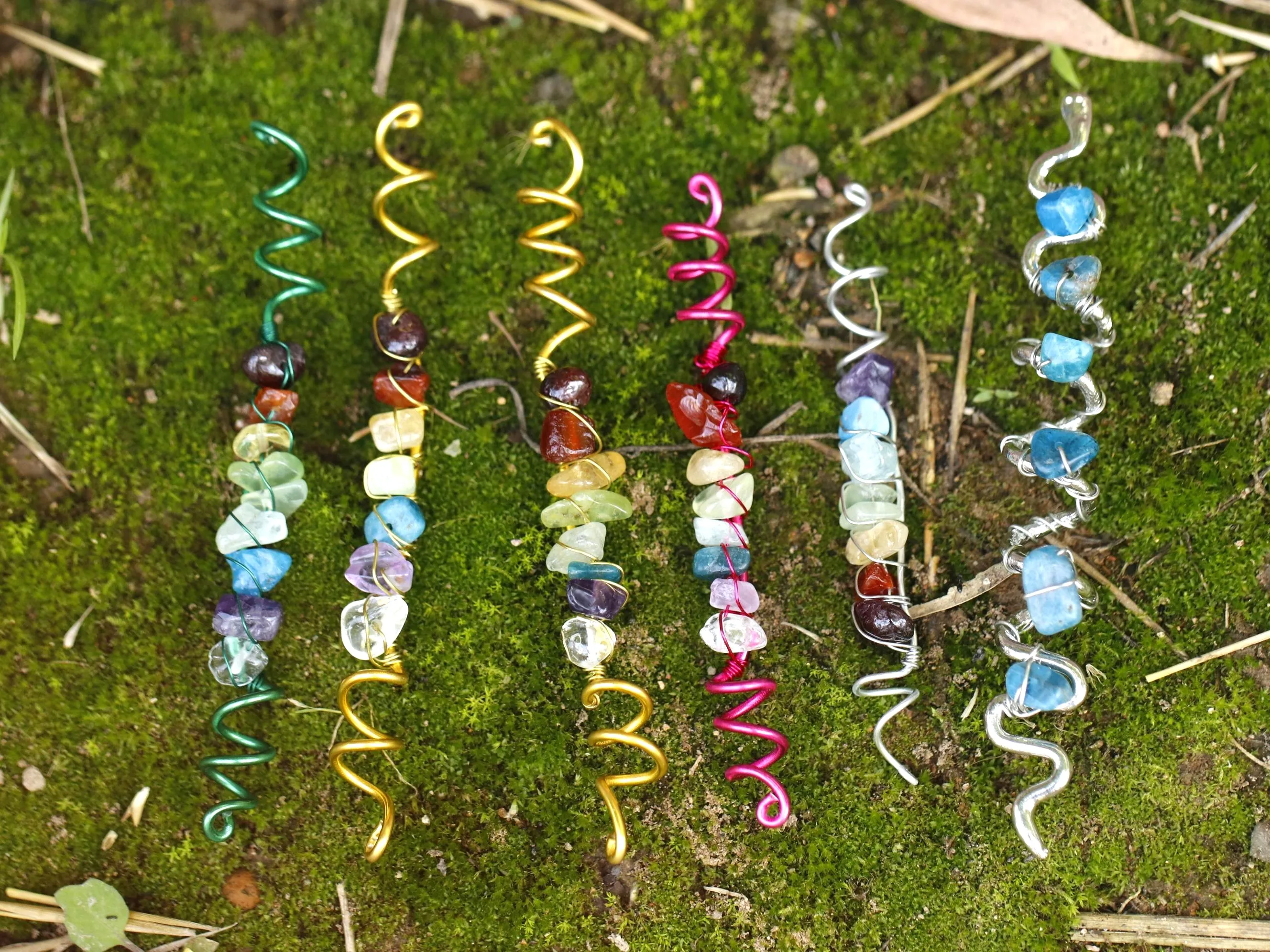 Ful Crystal Hair Ring Natural Crystal Hair Beads Viking Spiral Hair Tresses Jewelry Hair Accessories Gifts