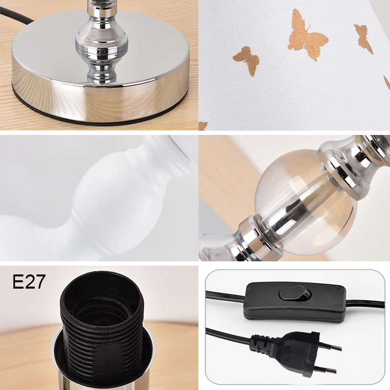 

Table lamp Nordic Crystal table light bedroom bedside lamp romantic night light Fabric Living Room Decoration home deco metal