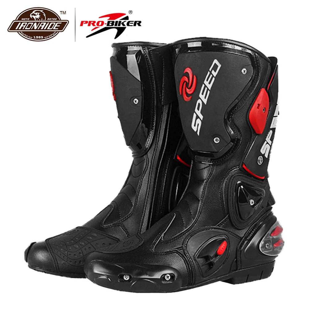 B1001-Black PRO-BIKER/Мужские ботинки в байкерском стиле; ботинки для мотокросса; Botas Moto; Байкерская обувь в байкерском стиле; гоночные ботинки для верховой езды - Цвет: B1001-Black