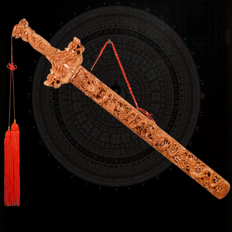 Искусственная кожа и благоприятный удачу персиковый деревянный меч твердый 100 см