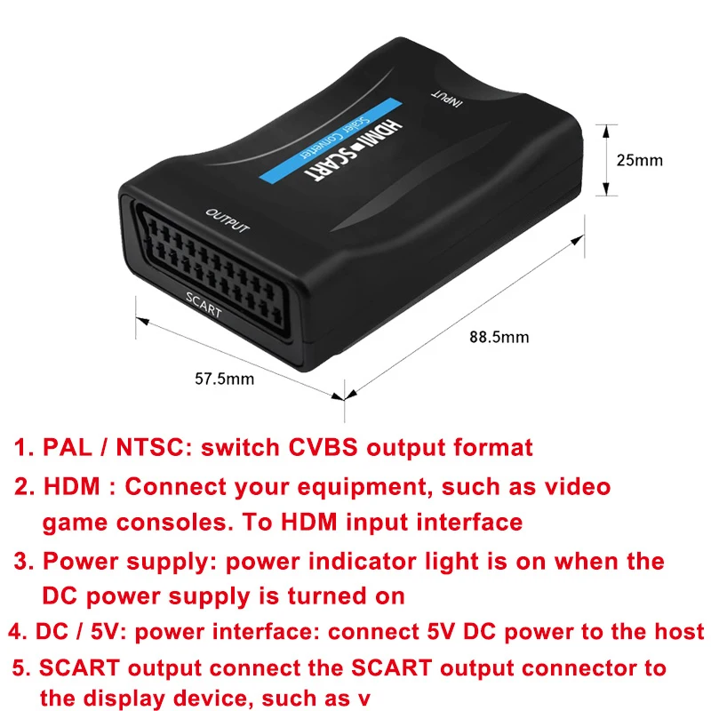 1080P HDMI-Совместимость с SCART Video Audio высококлассный конвертер AV для HD TV DVD Sky Box STB Plug and