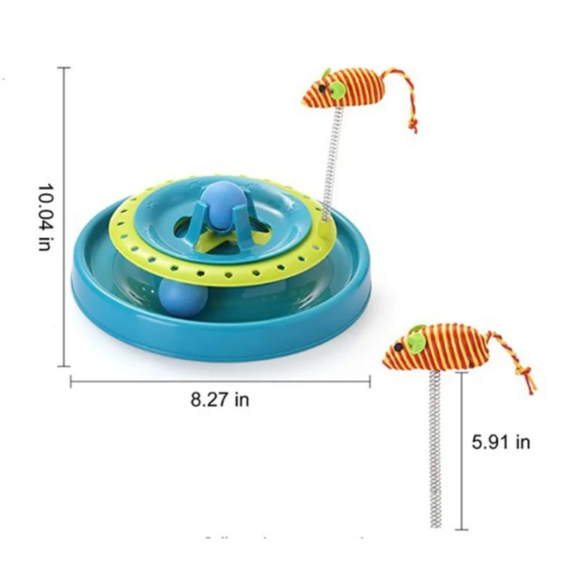 

Cat Double Deck Turntable Spring Mouse Toy Built-In Small Ball 360 Degrees Shake Cat Toy Pet Products Supplies