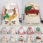 Рождественские Большие Рождественские Чулки мешки, мешки, Подарочные мешки Hessian с Сантой, декоративные мешки для конфет, подарки, сумка на шнурке