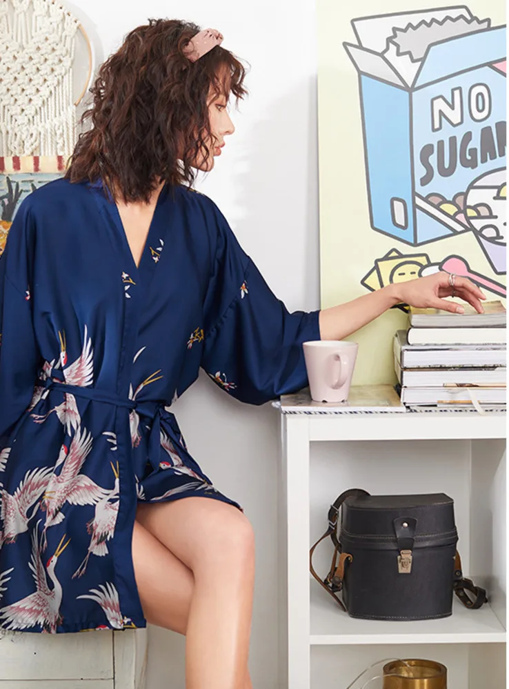 Ночное платье юбка женский Шелковый лифчик пижама mujer летний журавль сексуальный