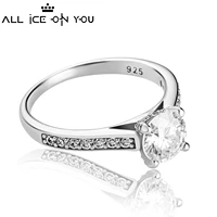 classical real gold plated luxury 925 sterling silver 1ct d color moissanite vvs1 jewelry wedding diamond 4 claw ring women gift