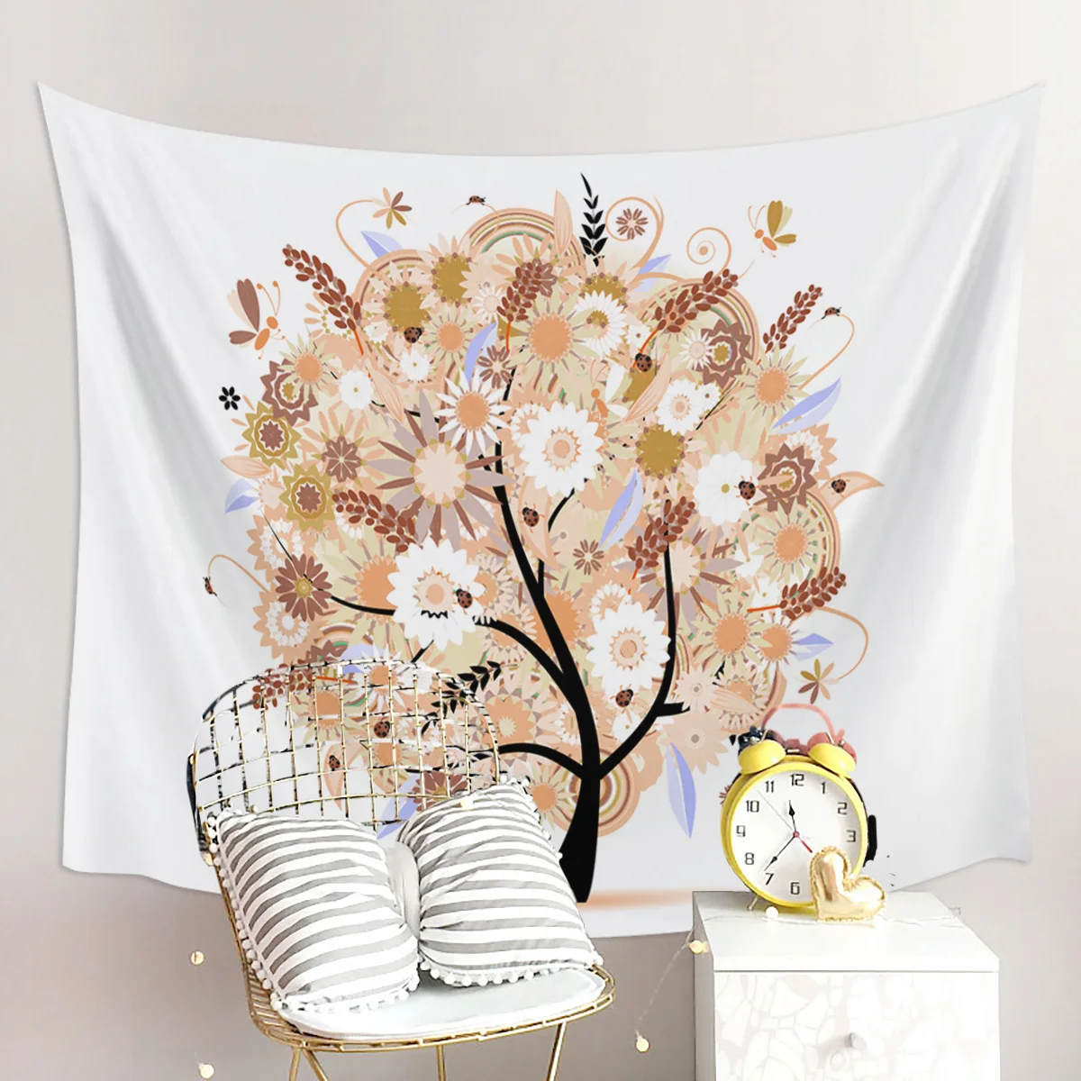 Милое Древо жизни бабочка Мандала гобелены с цветами настенное покрывало для