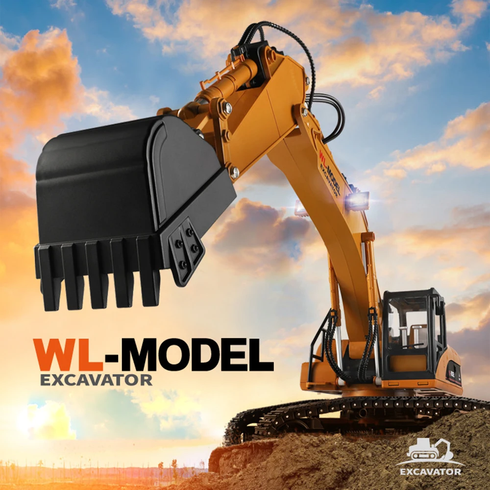 

WL 16800 1/16 Remote Control Excavator Toy Zine Alloy 380 Brush Motor With Light Music 2.4G Remote Control Fall Resistant