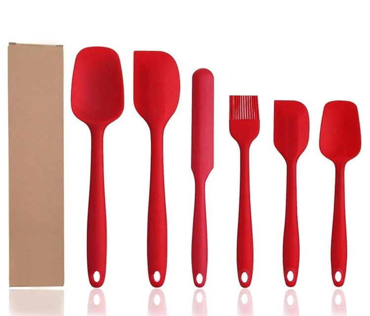 Красный/черный 6 шт силиконовый кондитерский шпатель набор антипригарный
