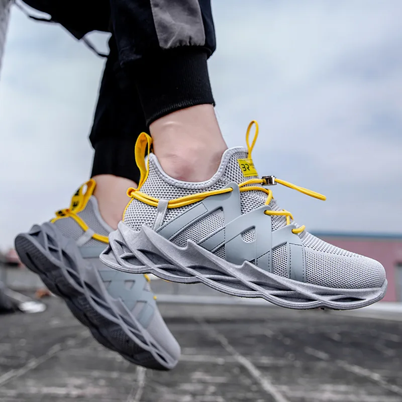 Fashion Lightweight Men's Blade Sneakers Cheap Blade Running Shoes Men Mesh Breathable Yellow Sports Shoes Men Athletic Sneakers