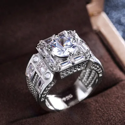 

Domineering Man Crystal Zircon Wedding Rings for Women Charm 925 Stamp Shiny Engagement Rings Jewelry Accessories Gift