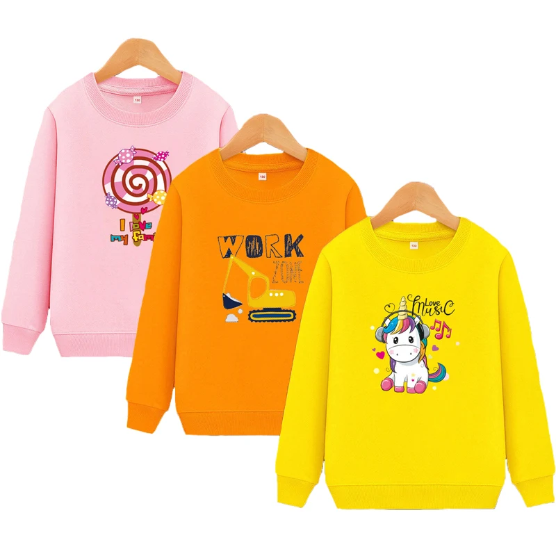 

5 Colors Spring Autumn Boys Girls Pullover Casual Cotton Cartoon Pattern Long Sleeve Bottoming Sweatshirt For 3-8 Years Old