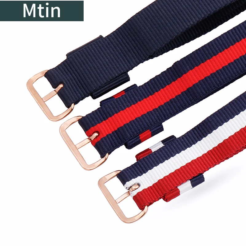18mm colorful canvas nylon strap silver gold pin buckle suitable for DW Tissot Casio water ghost sports watch chain wristbands