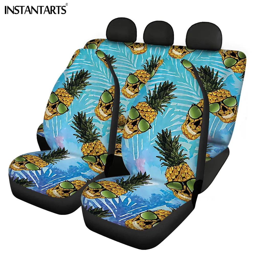 Günstig INSTANTARTS Hawaii Hibiscus Blumen Ananas Print Vorne & Hinten Sitz Abdeckung Trend Protector Abdeckung Kissen Pad Matte Für Auto Lieferungen