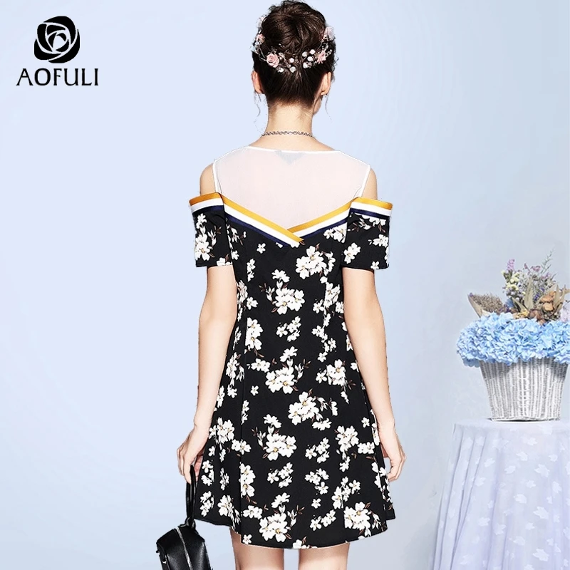 Размер-S летнее платье с цветочным принтом сексуальное женское открытыми плечами