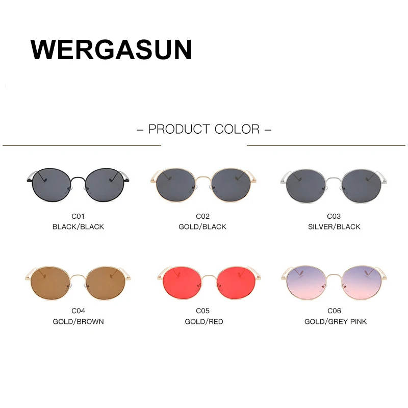

WERGASUN New Classic Round Sunglasses Women Vintage Retro Sun Glasses Female Ladies Driving Metal Eyewear Oculos De Sol uv400