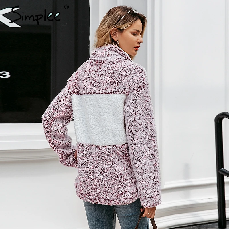 Simplee Повседневная толстовка с длинным рукавом принтом на молнии женская мягкая