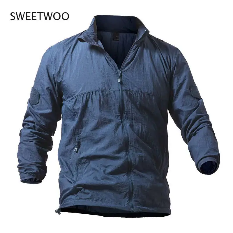 

Summer Quick Dry Tactical Skin Jacket Men Military Waterproof Hooded Raincoat Thin Windbreaker Sunscreen Jackets Big Size 5XL