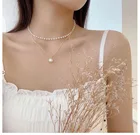 Модный цинковый сплав Джокер Ожерелье-чокер с кулоном цепи двойной Жемчужное ожерелье для женщин Изысканные ювелирные изделия аксессуары