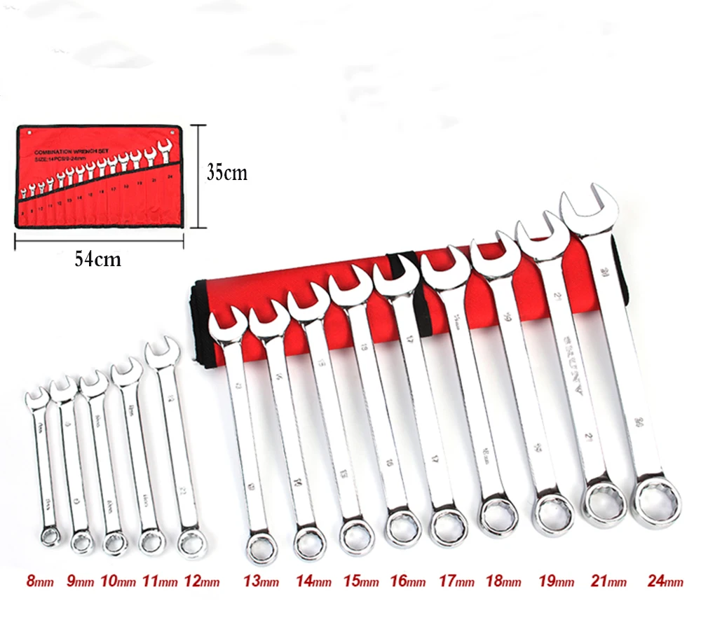 Набор гаечных ключей с храповым механизмом и фиксированной головкой 14 шт. |
