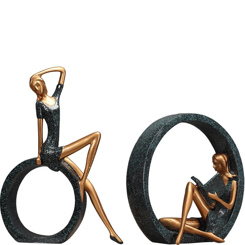 

CREATIVE EUROPEAN ABSTRACT GIRL FIGURINE ORNAMENTS FURNISHING ARTICLES DESKTOP CRAFT RESIN LADY MINIATURE LIVING ROOM DECOR GIFT