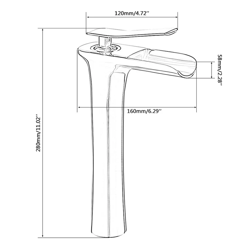 

Waterfall Basin Faucet Counter Top Basin Mixer Tap Bathroom Sink Taps Tall Chrome Faucet Deck Mounted Single Hole Faucets