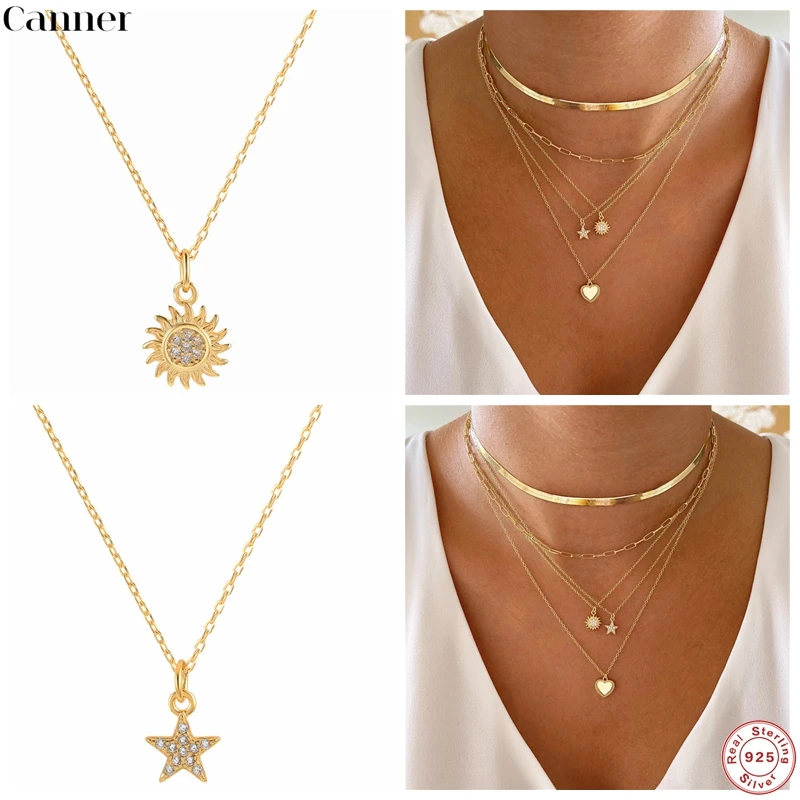 

Женская подвеска «Подсолнух» CANNER, подвески из настоящего серебра 925 пробы с пентаграммой, Прямая поставка, ожерелья с кулоном в стиле ретро ...