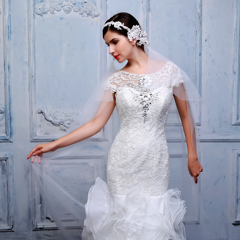 Новая Элегантная Женская Соборная Фата мягкий кружевной тюль hanmade peals с