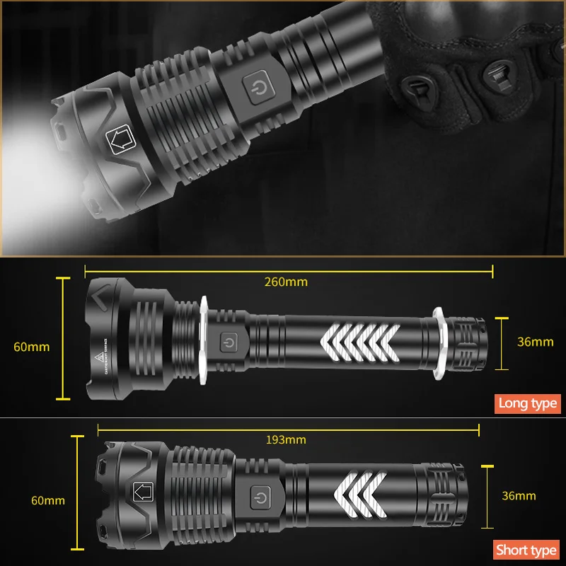 구매 슈퍼 밝은 전술 손전등 Xhp160 16 코어 줌이 가능한 방수 플래시 라이트, 5 모드 캠핑 하이킹을 위한 비상 작업 조명