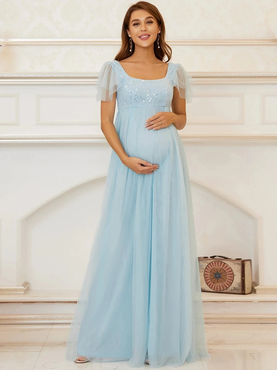 

Square Neckline A Line Short Sleeves Wholesale Maternity Dresses