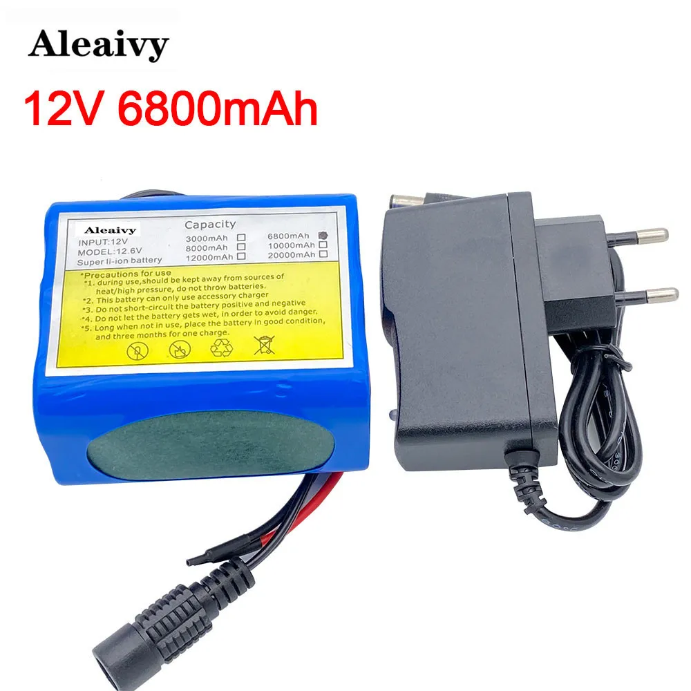 

12V 6800mah battery 18650 Li-ion 6.8 Ah Rechargeable batteries with BMS Lithium Battery packs Protection Board +12.6V Charger
