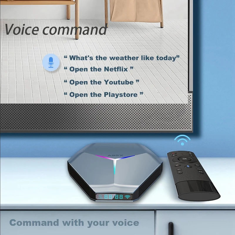 

A95X TV Box Android11 S905X4 Quad Core 2.4G&5.0G Dual WIFI Bluetooth 4.2 RGB Light Smart TV Box