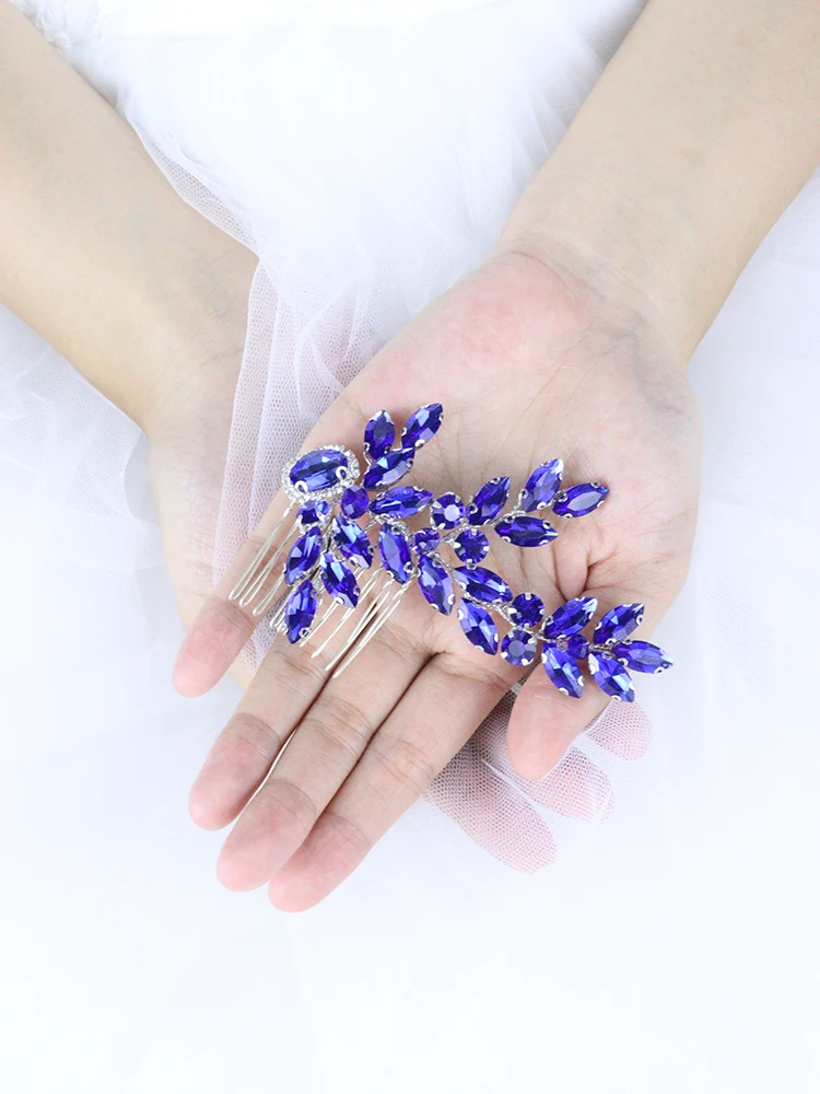 Роскошные Синие стразы свадебные украшения ручной работы с кристаллами женские