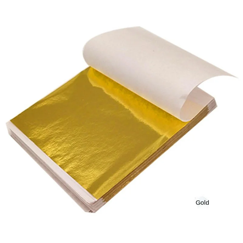 100pcs DIY Art Craft Paper Birthday Party Wedding Cake Dessert Decorations Imitation Gold Silver Foil Leaf Sheet Gilding | Дом и сад