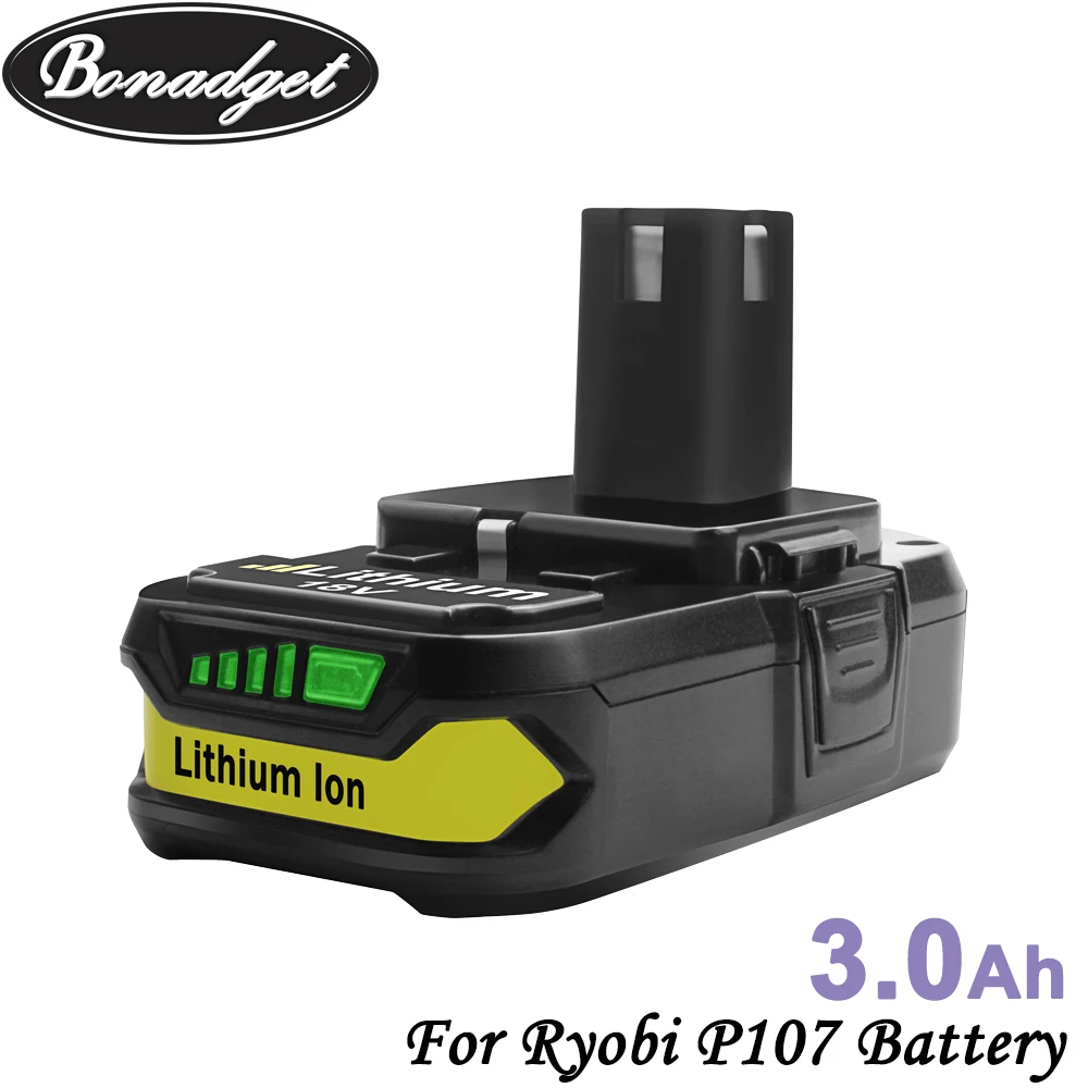 Сменный аккумулятор Bonadget для Ryobi P104 P105 P102 P103 P107 18 в 3000 мАч|Перезаряжаемые батареи| |