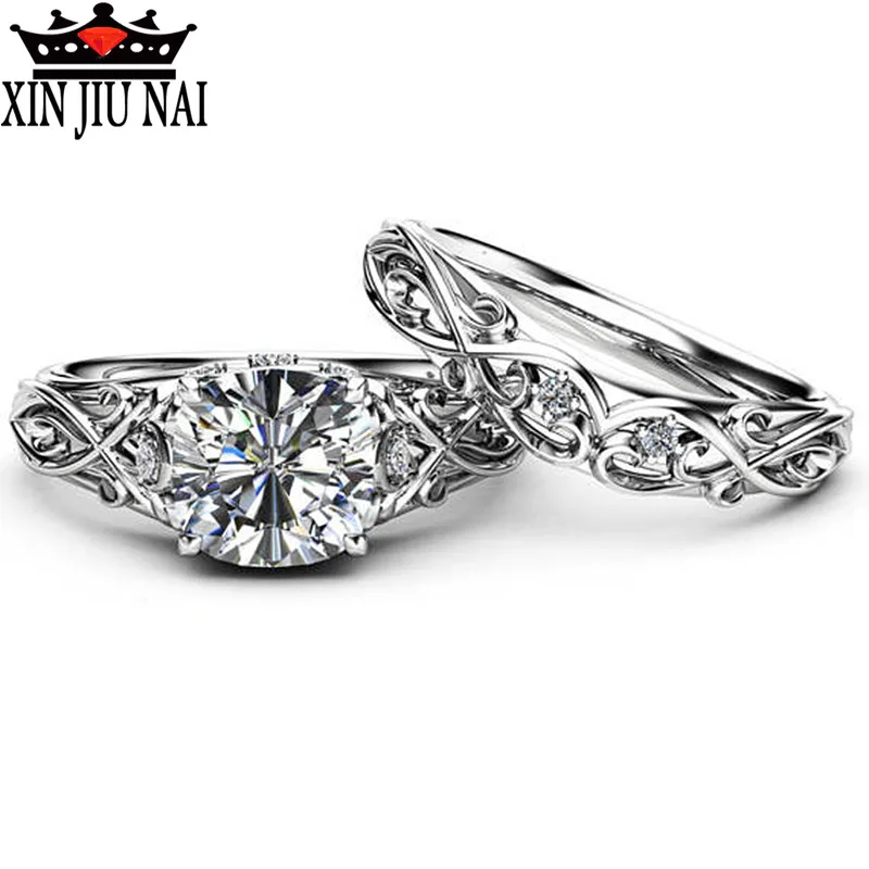 2 шт кольцо для женщин набор двойных колец помолвки женщины кубического циркония