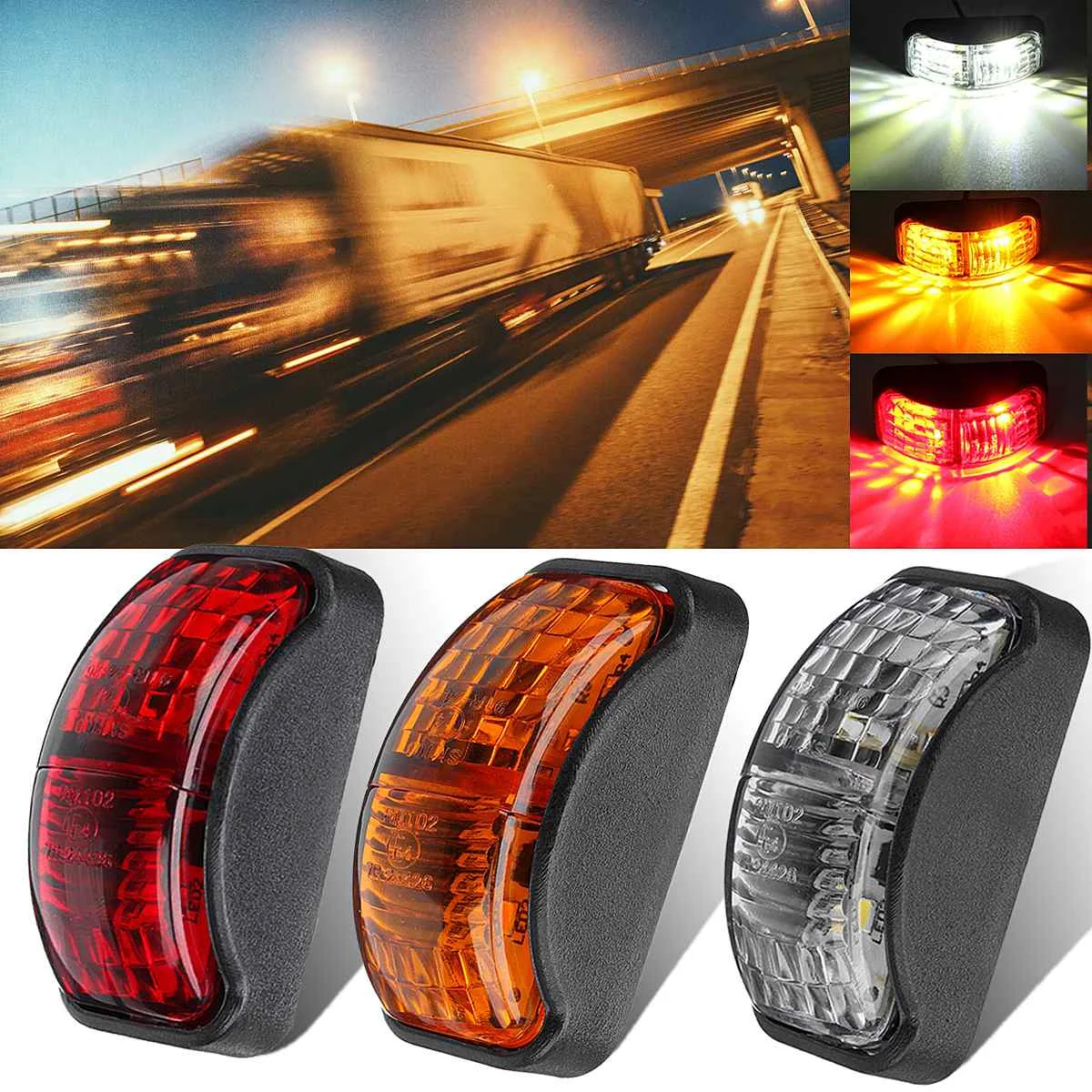 

2pcs 12V 24V LED Car Truck Side Marker Light Clearance Lamp Signal Indicator Light for Trailer Van Lorry Bus Boat Caravans