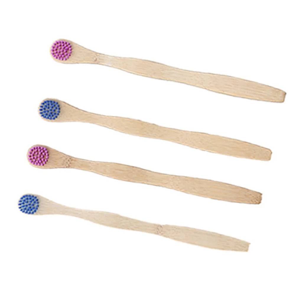 

4pcs Natural Toothbrush Bamboo Coated Tongue Brushes for Deeply Oral Cavity Cleaning Tool (Blue and Violet for Each 2pcs)