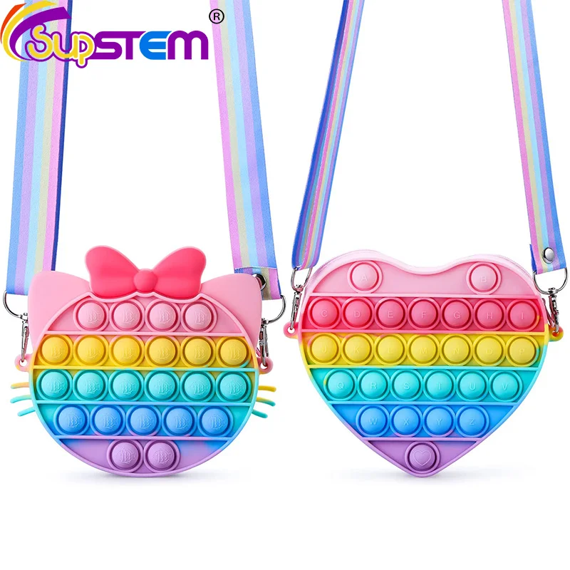 Kawaii Unicorn Bag Fidget Toys Antistress Push Bubble Silicone Toys Relieve Stress Sensory Toy For Adult Children Christmas Gift