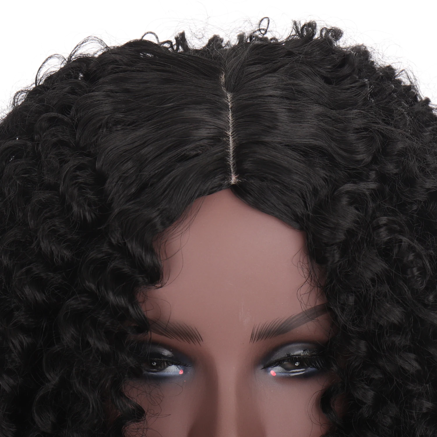 

African curly wig synthetic short hair and bangs mixed black wig