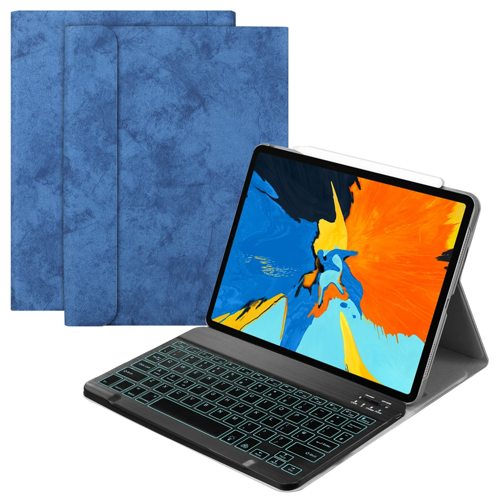 Русский Испанский 7 цветов с Подсветкой Bluetooth чехол для iPad Pro 11 Чехол Ультра Тонкий Стенд Funda для iPad Pro 11 чехол