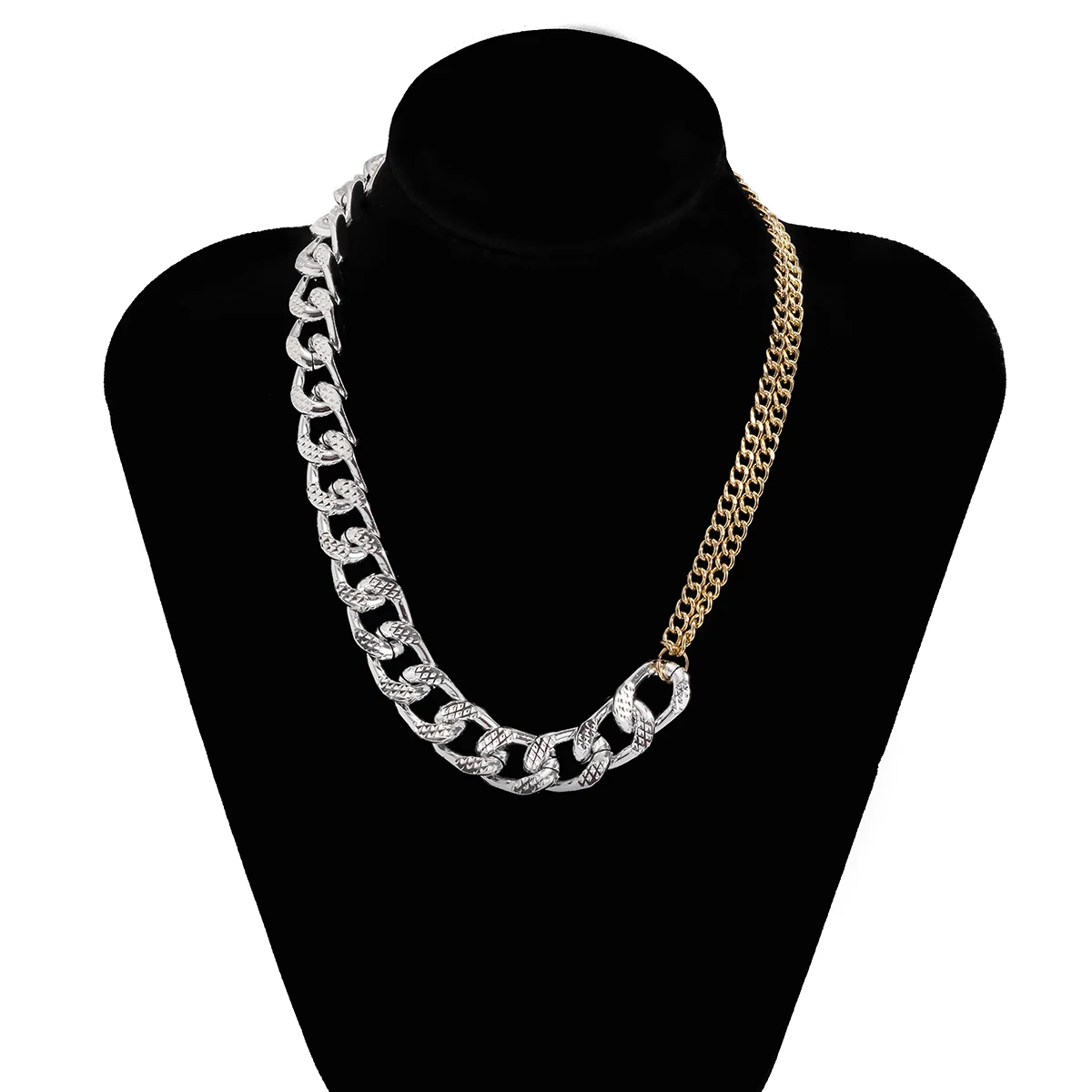

IngeSight.Z Goth Gothic Chunky Thick Aluminium Chain Choker Necklace Asymmetric Mix Color Link Chain Necklaces Collier Jewelry